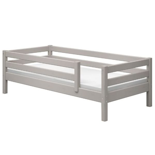 Classic Single Bed with 3/4 Safety Rail 90 x 200 cm - Whitewashed Grey