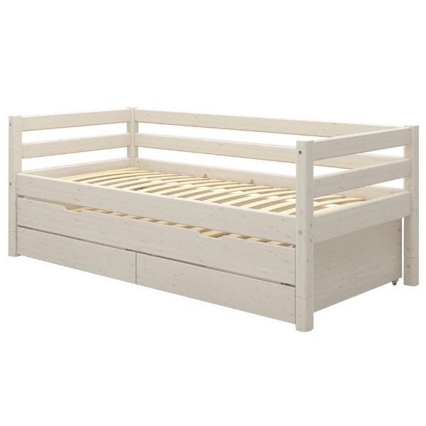 Lit gigogne avec tiroirs de rangement Classic 90 x 200 cm - Blanc Cérusé