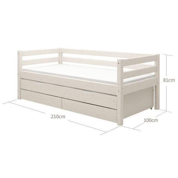 Lit gigogne avec tiroirs de rangement Classic 90 x 200 cm - Blanc Cérusé