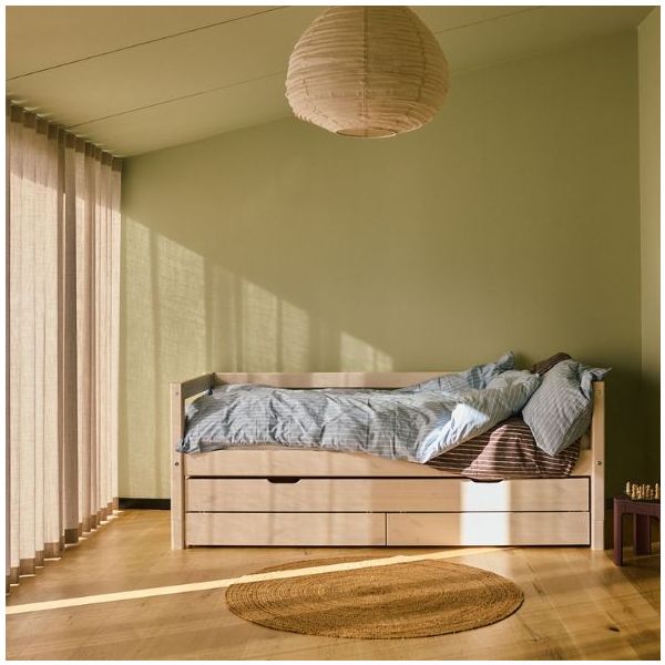 Lit gigogne avec tiroirs de rangement Classic 90 x 200 cm - Blanc Cérusé