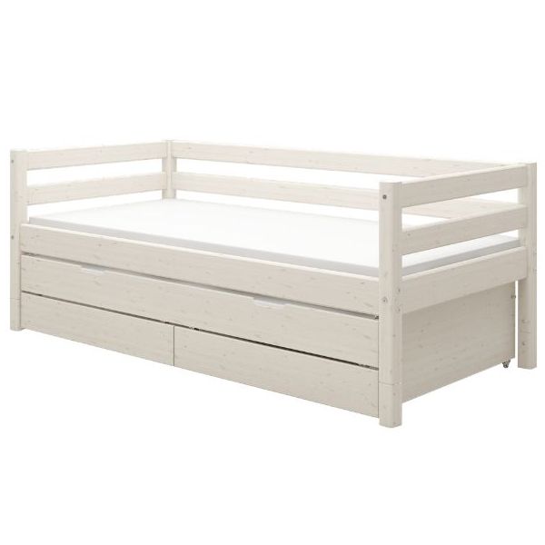 Lit gigogne avec tiroirs de rangement Classic 90 x 200 cm - Blanc Cérusé