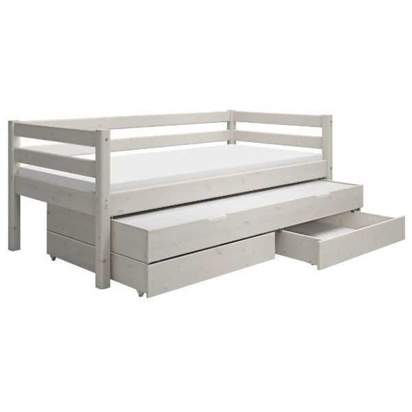 Lit gigogne avec tiroirs de rangement Classic 90 x 200 cm - Blanc Cérusé