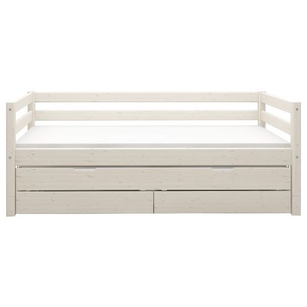 Lit gigogne avec tiroirs de rangement Classic 90 x 200 cm - Blanc Cérusé