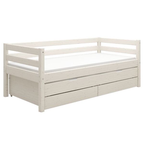 Lit gigogne avec tiroirs de rangement Classic 90 x 200 cm - Blanc Cérusé