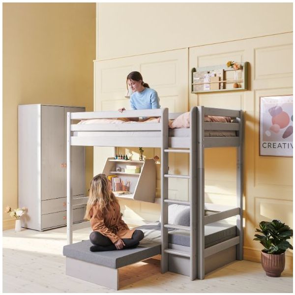 Classic Casa High Bed with Desk & Sofa 90 x 200 cm - Whitewashed Grey