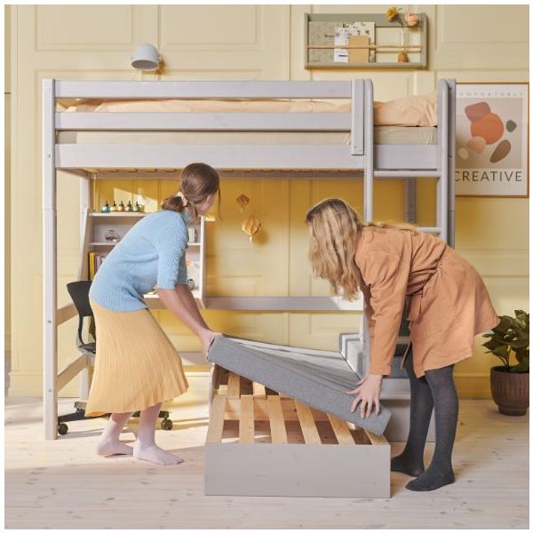 Classic Casa High Bed with Desk & Sofa 90 x 200 cm - Whitewashed Grey