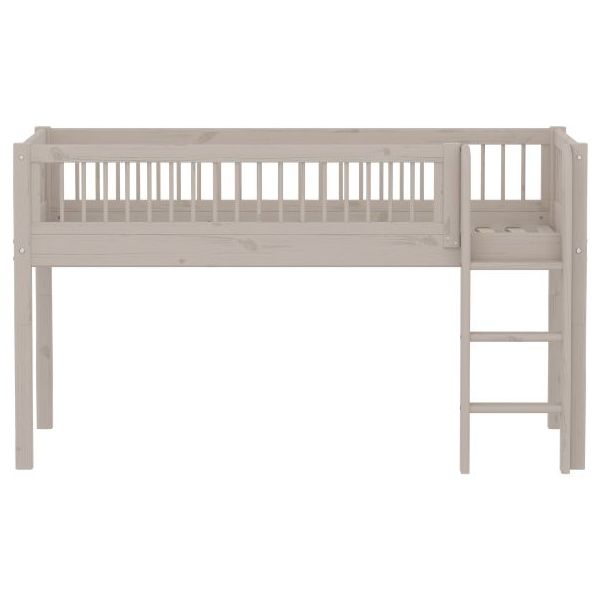 Lit mi-hauteur Classic 90 x 200 cm - Montants à barreaux - Gris Cérusé
