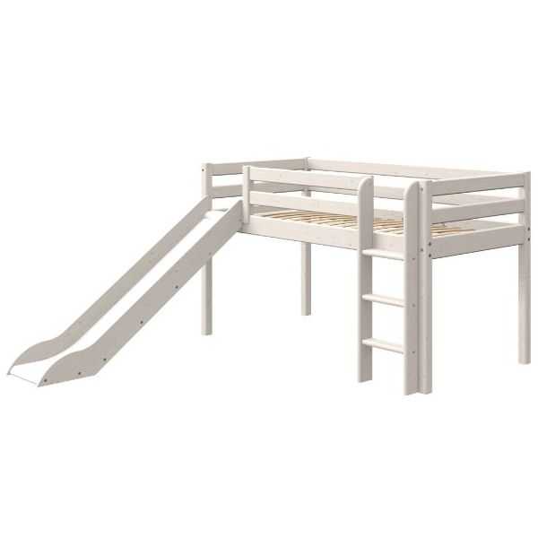 Lit mi-hauteur avec toboggan Classic 90 x 200 cm - Blanc Cérusé