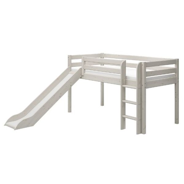 Lit mi-hauteur avec toboggan Classic 90 x 200 cm - Blanc Cérusé