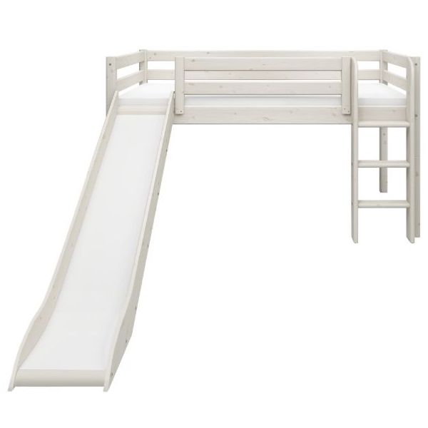 Lit mi-hauteur avec toboggan Classic 90 x 200 cm - Blanc Cérusé