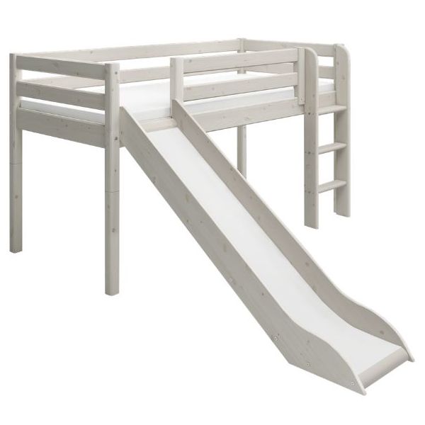 Lit mi-hauteur avec toboggan Classic 90 x 200 cm - Blanc Cérusé