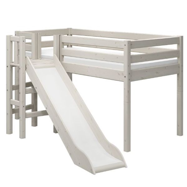 Lit mi-hauteur avec toboggan latéral Classic 90 x 200 cm - Blanc Cérusé