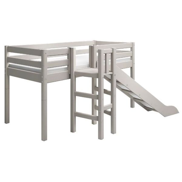 Classic Mid-High Bed with Side Slide 90 x 200 cm - Whitewashed Grey