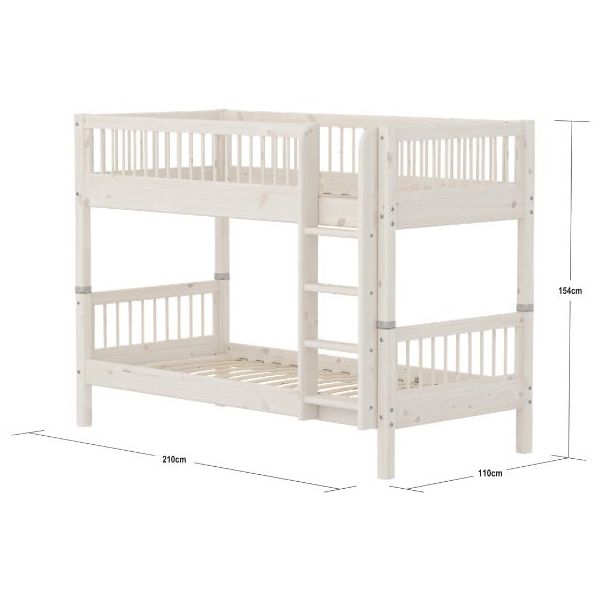 Classic Bunk Bed 90 x 200 cm - Slatted Sides - Whitewash