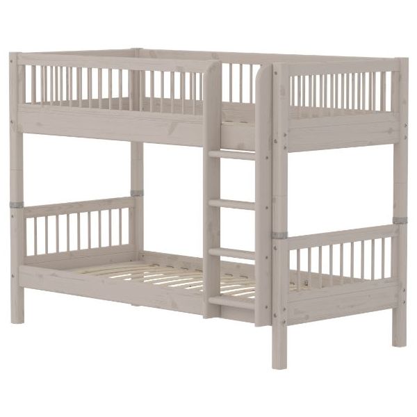 Classic Bunk Bed 90 x 200 cm - Slatted Sides - Whitewashed Grey