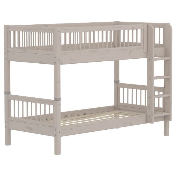 Classic Bunk Bed 90 x 200 cm - Slatted Sides - Whitewashed Grey