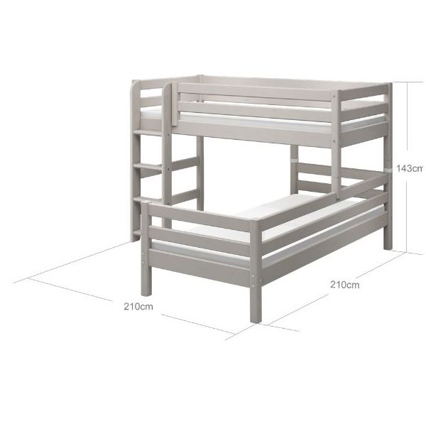 Classic Modular Bunk Bed 90 x 200 cm - Whitewashed Grey