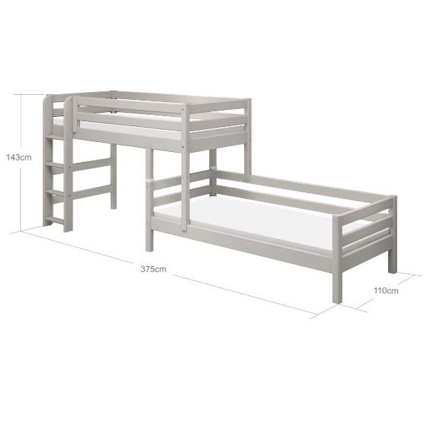Classic Modular Bunk Bed 90 x 200 cm - Whitewashed Grey