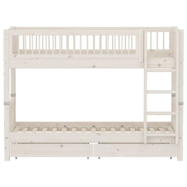 Classic Bunk Bed with Storage Drawers 90 x 200 cm - Slatted Sides - Whitewash