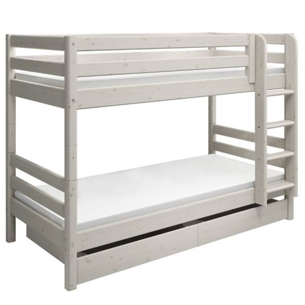 Classic Bunk Bed with Storage Drawers 90 x 200 cm - Whitewash