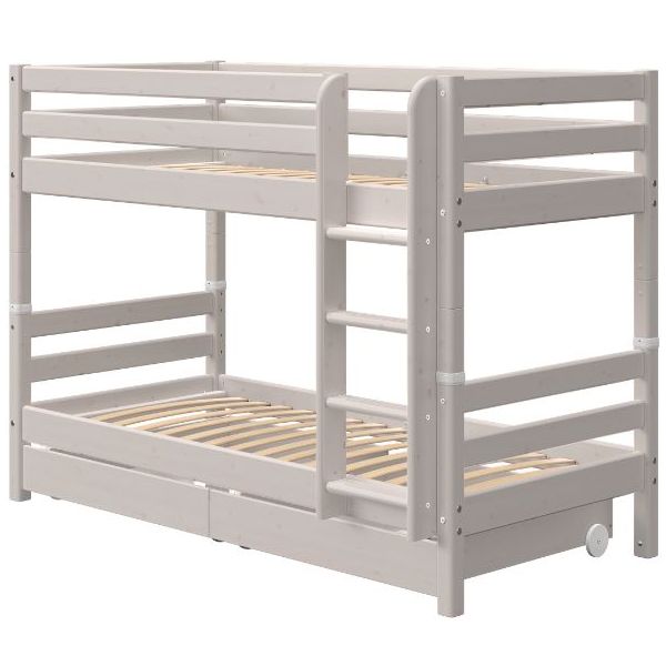 Classic Bunk Bed with Storage Drawers 90 x 200 cm - Whitewashed Grey