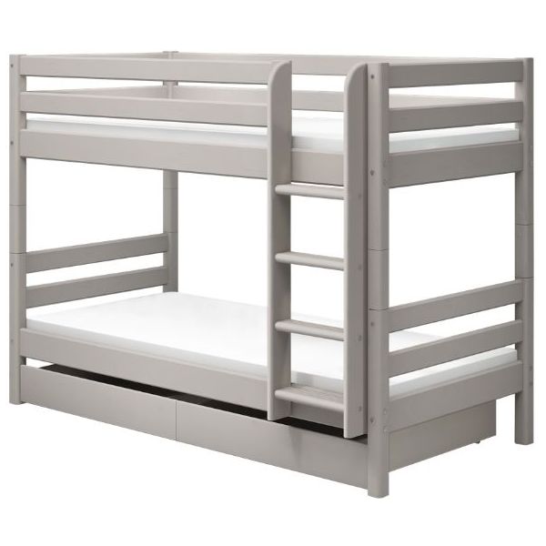 Classic Bunk Bed with Storage Drawers 90 x 200 cm - Whitewashed Grey