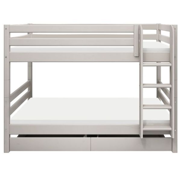 Classic Bunk Bed with Storage Drawers 90 x 200 cm - Whitewashed Grey