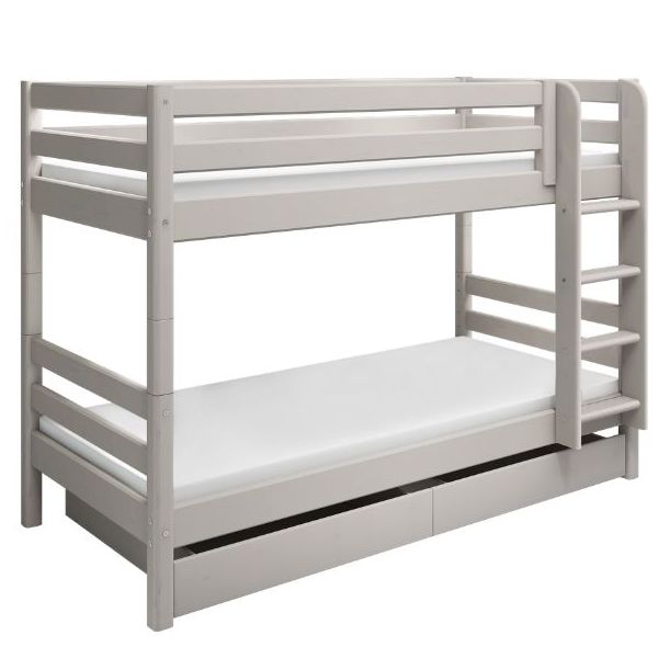 Classic Bunk Bed with Storage Drawers 90 x 200 cm - Whitewashed Grey