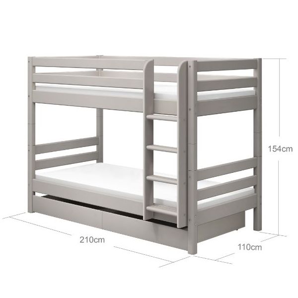 Classic Bunk Bed with Storage Drawers 90 x 200 cm - Whitewashed Grey