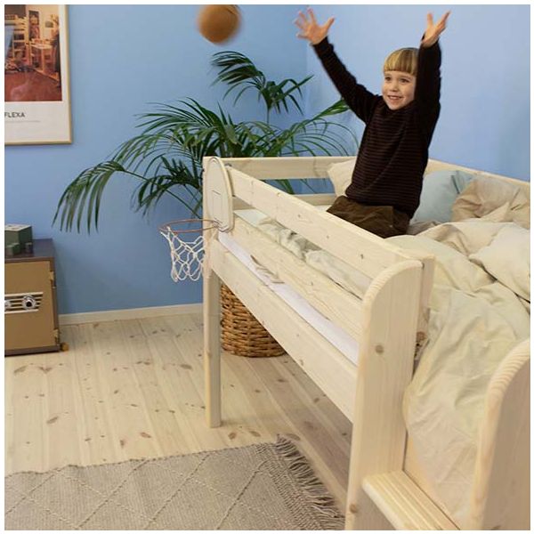 Lit mi-hauteur (120 cm) Classic - Echelle droite - Bois Brut