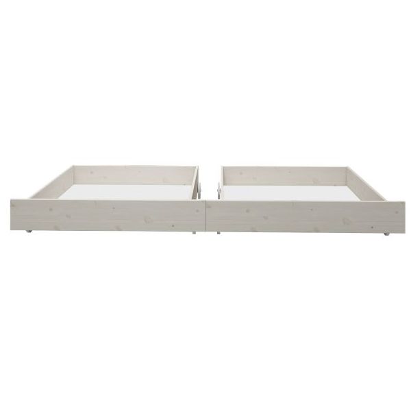 Set de 2 tiroirs de rangement Classic pour lit 90 x 200 cm - Blanc Cérusé