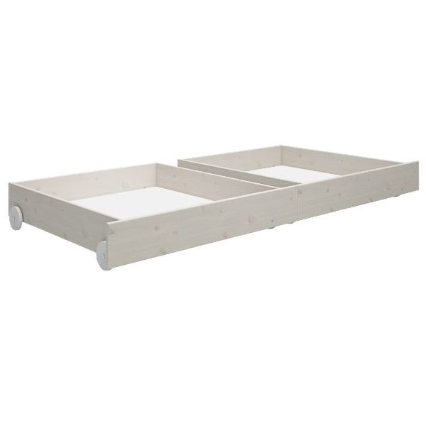 Set de 2 tiroirs de rangement Classic pour lit 90 x 200 cm - Blanc Cérusé