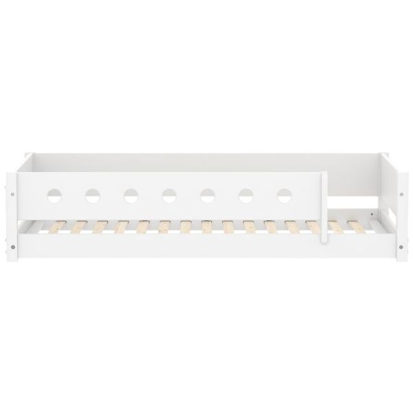 White Montessori Convertible Floor Bed with 3/4 Safety Rail 90 x 200 cm - Perforated Safety Rail - White