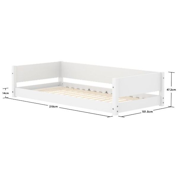 White Montessori Convertible Floor Bed 90 x 200 cm - White