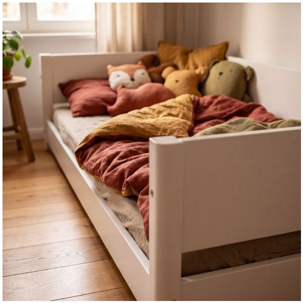 White Montessori Convertible Floor Bed 90 x 200 cm - White