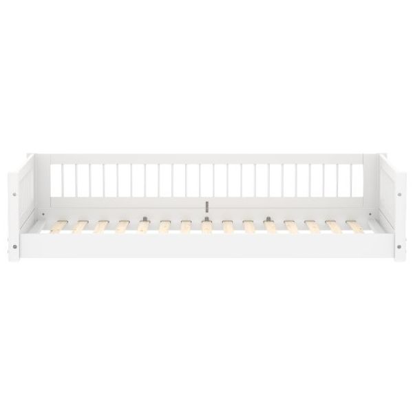White Montessori Convertible Floor Bed 90 x 200 cm - Slatted Side Rails - White