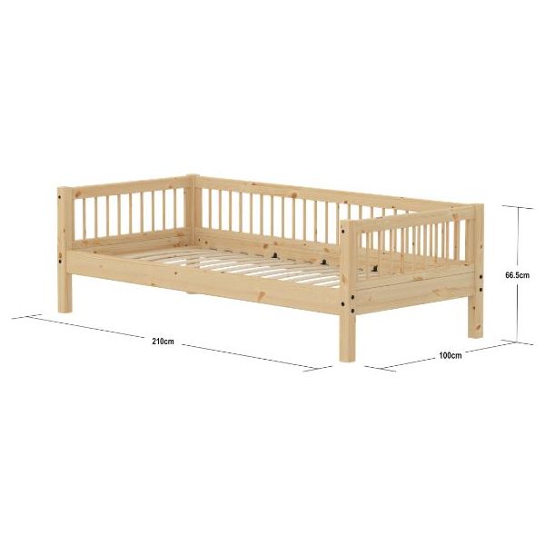 Raw Day Bed 90 x 200 cm - Slatted Sides - Pine