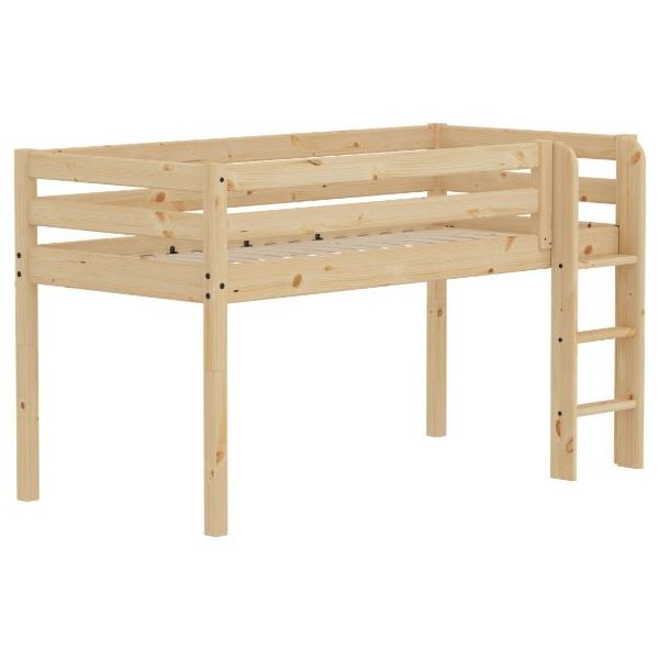 Lit mi-hauteur (120 cm) Raw - Echelle droite - Pin