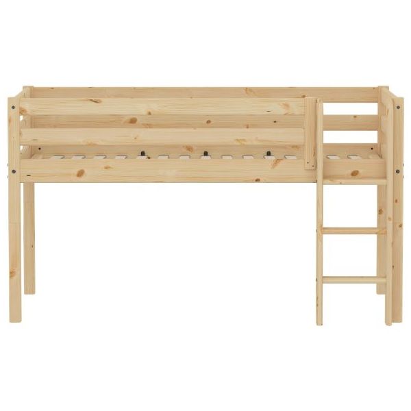 Lit mi-hauteur (120 cm) Raw - Echelle droite - Pin