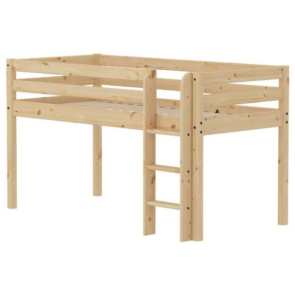 Lit mi-hauteur (120 cm) Raw - Echelle droite - Pin
