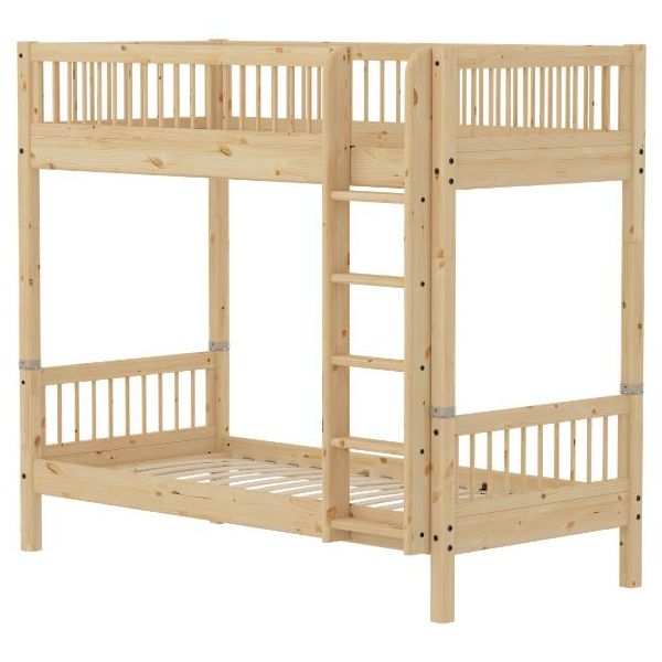 Raw Bunk Bed 90 x 200 cm - Slatted Sides - Pine