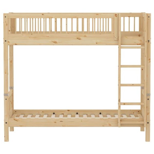 Raw Bunk Bed 90 x 200 cm - Slatted Sides - Pine