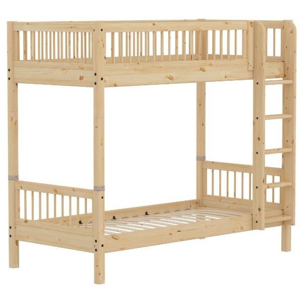 Raw Bunk Bed 90 x 200 cm - Slatted Sides - Pine