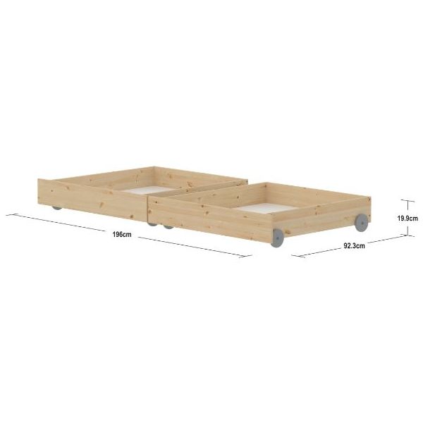 Raw Bed Drawers - Pine