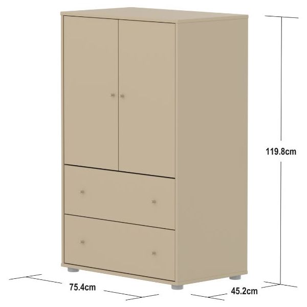 Saga 2 Doors & 2 Drawers Wardrobe - Oat / Oat