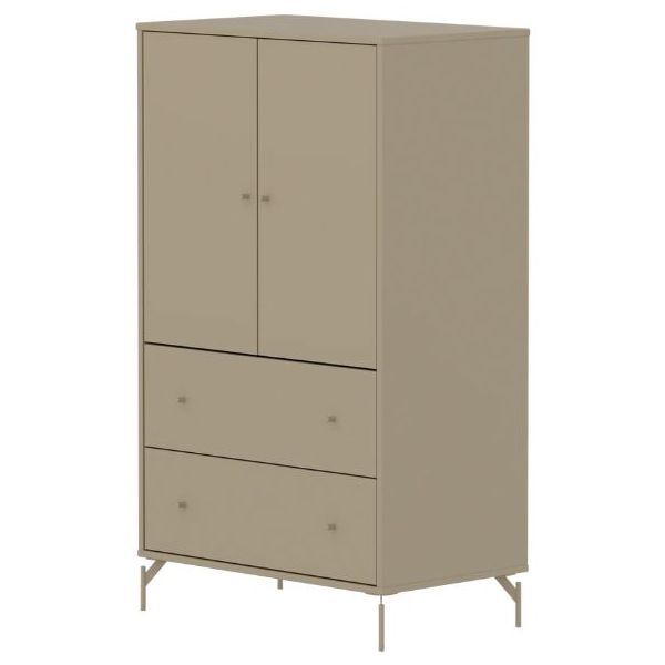 Saga 2 Doors & 2 Drawers Wardrobe - Metal Feet - Oat / Oat
