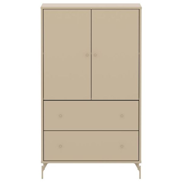 Saga 2 Doors & 2 Drawers Wardrobe - Metal Feet - Oat / Oat
