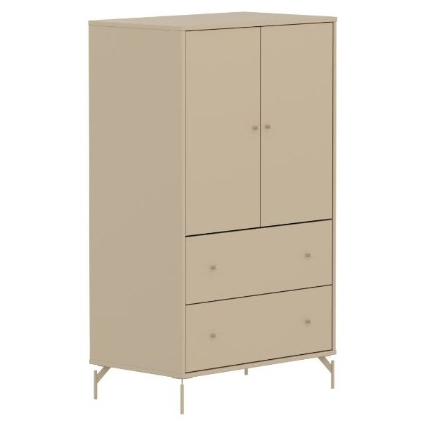 Saga 2 Doors & 2 Drawers Wardrobe - Metal Feet - Oat / Oat
