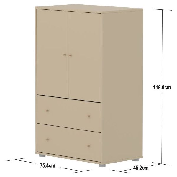 Armoire 2 portes & 2 tiroirs Saga - Avoine / Chêne