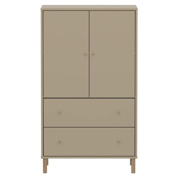 Saga 2 Doors & 2 Drawers Wardrobe - Oak Feet - Oat / Oak